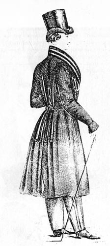 400. «Моддом» (Modes d'hommes), 1819 г. У редингота а ля шевальер (a la chevaliere) воротник-шалька, что было особенно модно. 