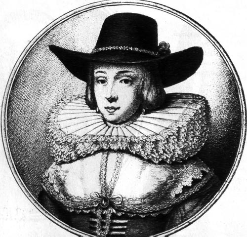 688. Вацлав Голлар, Супруга лондонского мэра. Гравюра. У англичанки поверх палантина воротник-«жернов» с кружевной отделкой. 