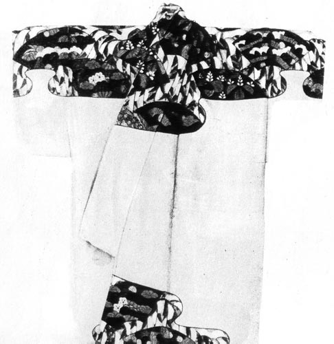 888. Вышитое кимоно. XVI век. Япония. Национальный музей, Токио. Удобство кимоно особенно придают надрезанные рукава. 